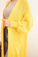 Sweter długi kardigan ciemno żółty