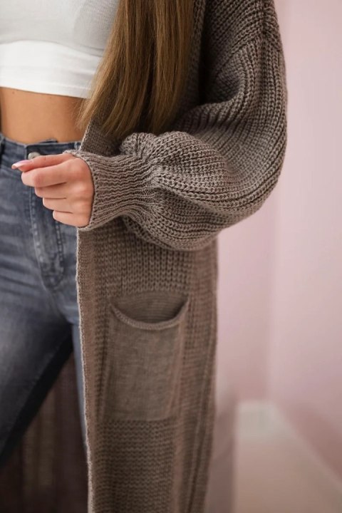 Sweter długi kardigan fango Sweter długi kardigan fango