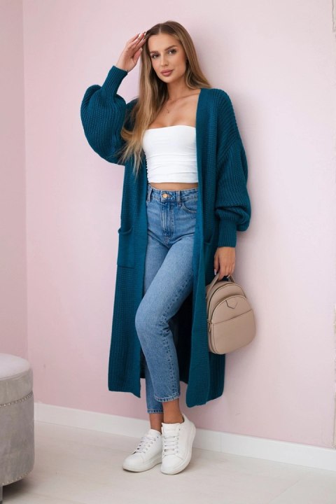 Sweter długi kardigan morski Sweter długi kardigan morski