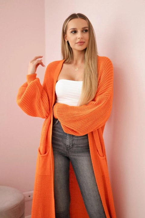 Sweter długi kardigan pomarańczowy Sweter długi kardigan pomarańczowy