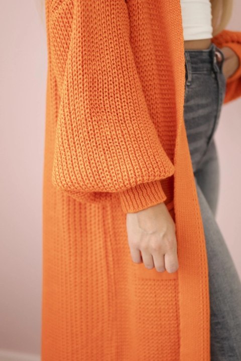 Sweter długi kardigan pomarańczowy Sweter długi kardigan pomarańczowy