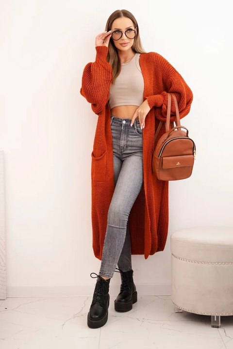Sweter długi kardigan rudy Sweter długi kardigan rudy