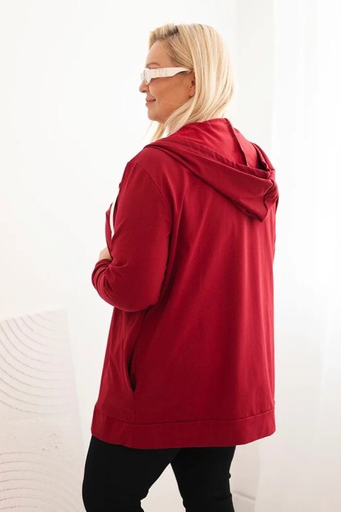 Bluza damska Plus Size bawełniana z kapturem i dużą literą H bordowa Bluza damska Plus Size bawełniana z kapturem i dużą literą H bordowa