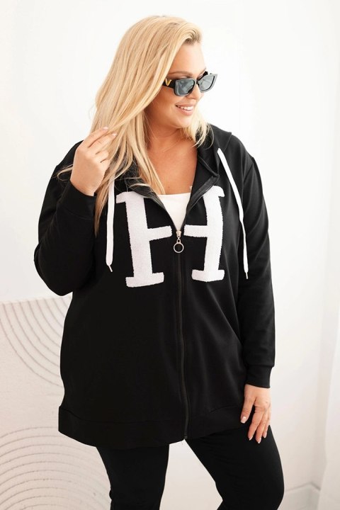 Bluza damska Plus Size bawełniana z kapturem i dużą literą H czarna Bluza damska Plus Size bawełniana z kapturem i dużą literą H czarna