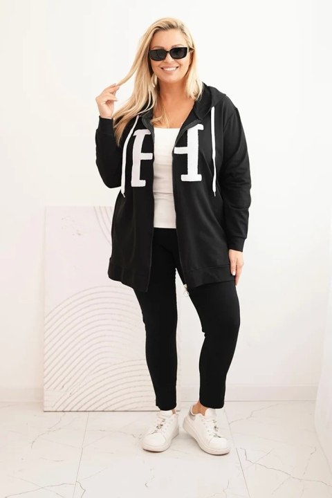 Bluza damska Plus Size bawełniana z kapturem i dużą literą H czarna Bluza damska Plus Size bawełniana z kapturem i dużą literą H czarna