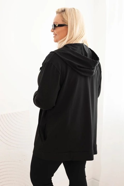 Bluza damska Plus Size bawełniana z kapturem i dużą literą H czarna Bluza damska Plus Size bawełniana z kapturem i dużą literą H czarna
