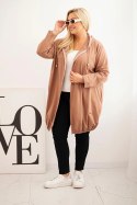 Bluza damska Plus Size bawełniana z kapturem i zamkiem cappuccino