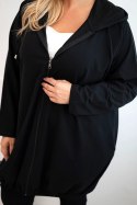 Bluza damska Plus Size bawełniana z kapturem i zamkiem czarna