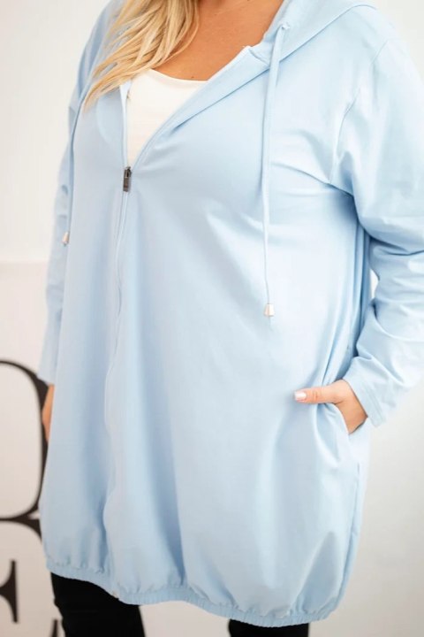 Bluza damska Plus Size bawełniana z kapturem i zamkiem niebieska Bluza damska Plus Size bawełniana z kapturem i zamkiem niebieska