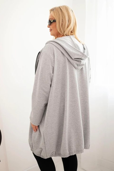 Bluza damska Plus Size bawełniana z kapturem i zamkiem szara Bluza damska Plus Size bawełniana z kapturem i zamkiem szara