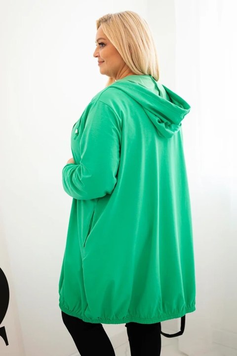 Bluza damska Plus Size bawełniana z kapturem i zamkiem zielona Bluza damska Plus Size bawełniana z kapturem i zamkiem zielona