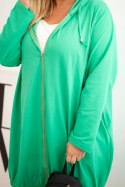 Bluza damska Plus Size bawełniana z kapturem i zamkiem zielona