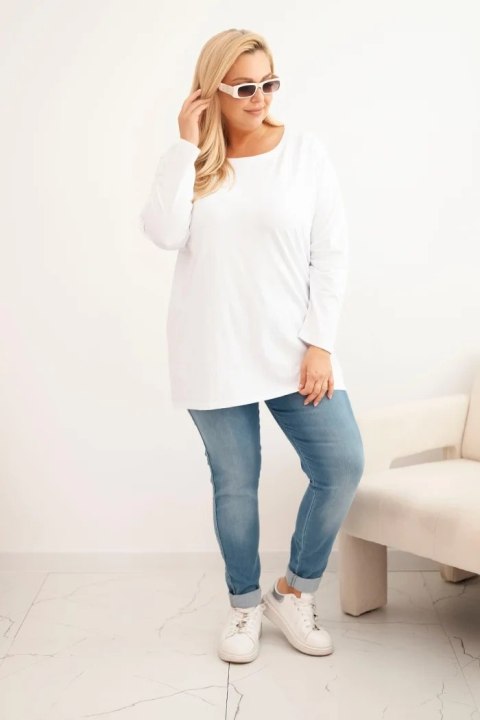 Bluzka damska Plus Size bawełniana z okrągłym dekoltem biała Bluzka damska Plus Size bawełniana z okrągłym dekoltem biała