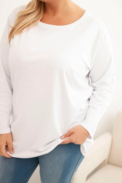 Bluzka damska Plus Size bawełniana z okrągłym dekoltem biała Bluzka damska Plus Size bawełniana z okrągłym dekoltem biała