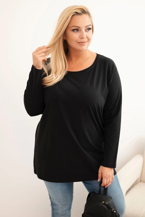 Bluzka damska Plus Size bawełniana z okrągłym dekoltem czarna Bluzka damska Plus Size bawełniana z okrągłym dekoltem czarna