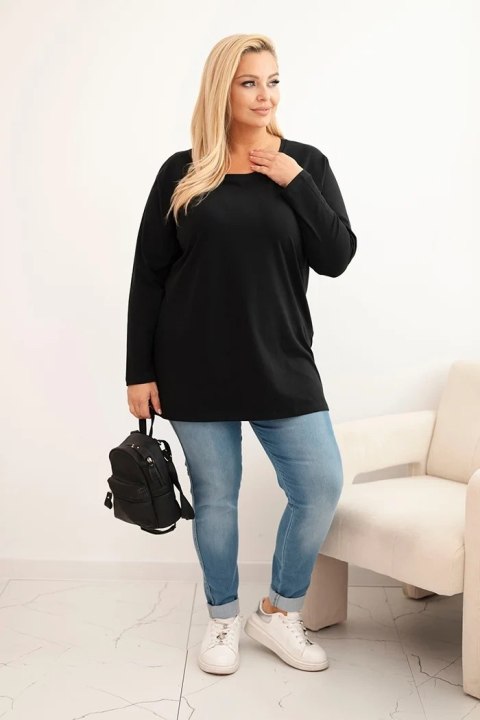 Bluzka damska Plus Size bawełniana z okrągłym dekoltem czarna Bluzka damska Plus Size bawełniana z okrągłym dekoltem czarna