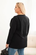 Bluzka damska Plus Size bawełniana z okrągłym dekoltem czarna