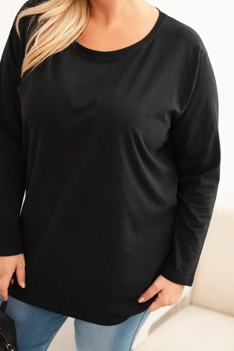 Bluzka damska Plus Size bawełniana z okrągłym dekoltem czarna Bluzka damska Plus Size bawełniana z okrągłym dekoltem czarna