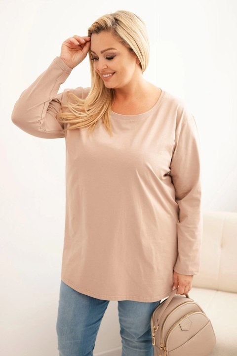 Bluzka damska Plus Size bawełniana z okrągłym dekoltem fango Bluzka damska Plus Size bawełniana z okrągłym dekoltem fango