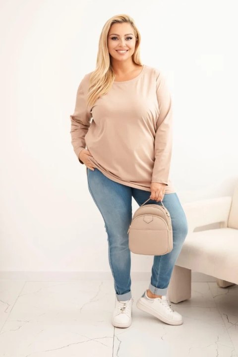 Bluzka damska Plus Size bawełniana z okrągłym dekoltem fango Bluzka damska Plus Size bawełniana z okrągłym dekoltem fango