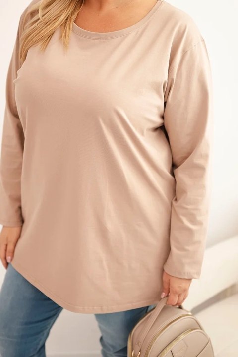 Bluzka damska Plus Size bawełniana z okrągłym dekoltem fango Bluzka damska Plus Size bawełniana z okrągłym dekoltem fango