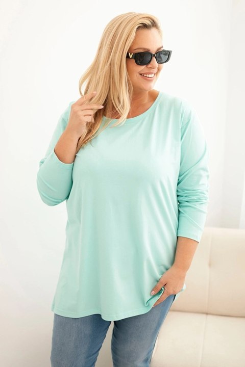 Bluzka damska Plus Size bawełniana z okrągłym dekoltem miętowa Bluzka damska Plus Size bawełniana z okrągłym dekoltem miętowa