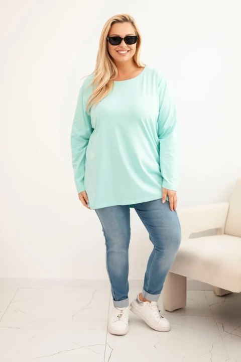 Bluzka damska Plus Size bawełniana z okrągłym dekoltem miętowa Bluzka damska Plus Size bawełniana z okrągłym dekoltem miętowa