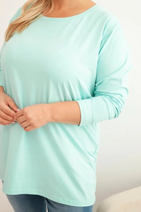 Bluzka damska Plus Size bawełniana z okrągłym dekoltem miętowa Bluzka damska Plus Size bawełniana z okrągłym dekoltem miętowa