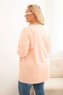Bluzka damska Plus Size bawełniana z okrągłym dekoltem morelowa