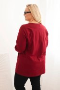 Bluzka damska Plus Size z dekoltem V i długim rękawem bordowa