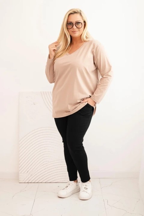 Bluzka damska Plus Size z dekoltem V i długim rękawem fango Bluzka damska Plus Size z dekoltem V i długim rękawem fango