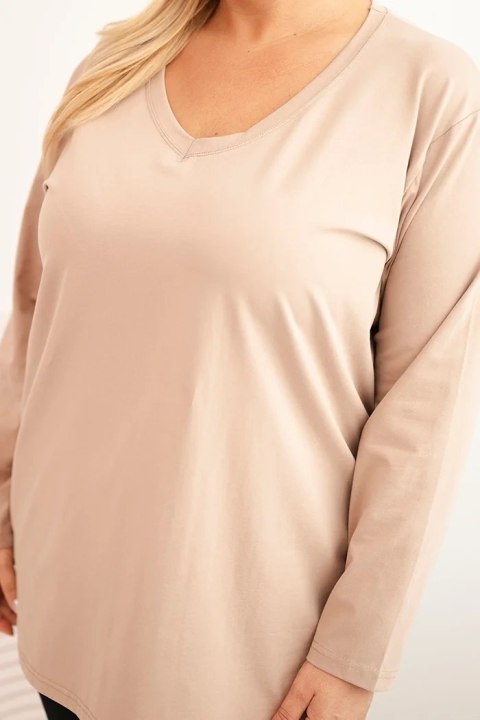 Bluzka damska Plus Size z dekoltem V i długim rękawem fango Bluzka damska Plus Size z dekoltem V i długim rękawem fango