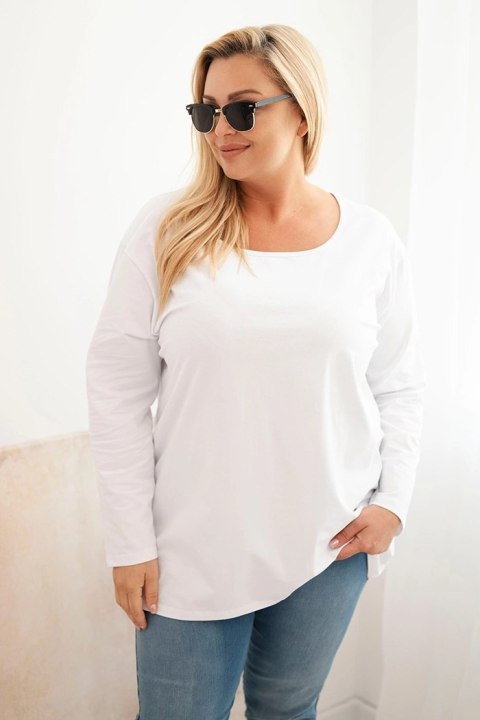 Bluzka damska Plus Size z dekoltem w łódkę biała Bluzka damska Plus Size z dekoltem w łódkę biała