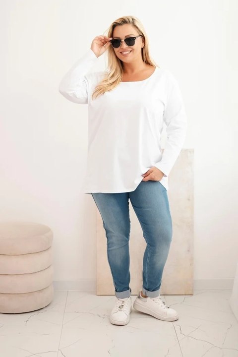 Bluzka damska Plus Size z dekoltem w łódkę biała Bluzka damska Plus Size z dekoltem w łódkę biała