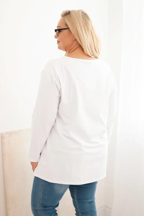 Bluzka damska Plus Size z dekoltem w łódkę biała Bluzka damska Plus Size z dekoltem w łódkę biała