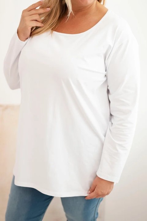 Bluzka damska Plus Size z dekoltem w łódkę biała Bluzka damska Plus Size z dekoltem w łódkę biała