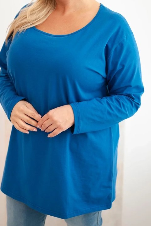 Bluzka damska Plus Size z dekoltem w łódkę chabrowa Bluzka damska Plus Size z dekoltem w łódkę chabrowa