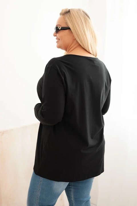 Bluzka damska Plus Size z dekoltem w łódkę czarna Bluzka damska Plus Size z dekoltem w łódkę czarna