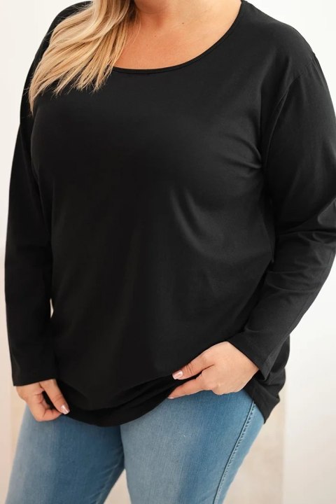 Bluzka damska Plus Size z dekoltem w łódkę czarna Bluzka damska Plus Size z dekoltem w łódkę czarna