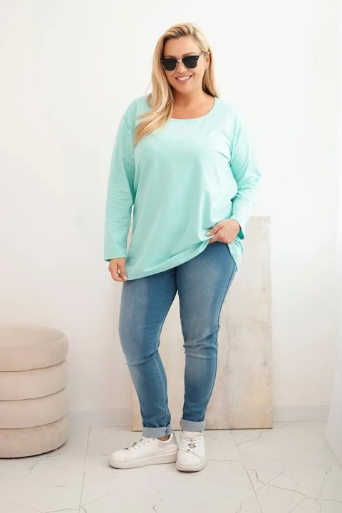 Bluzka damska Plus Size z dekoltem w łódkę miętowa Bluzka damska Plus Size z dekoltem w łódkę miętowa