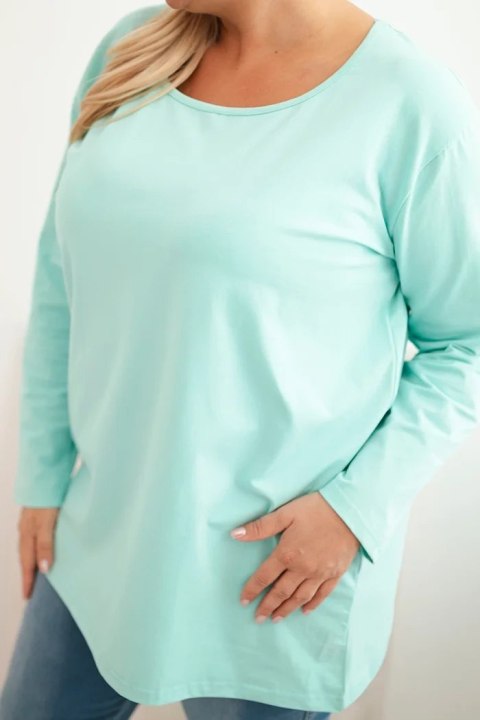Bluzka damska Plus Size z dekoltem w łódkę miętowa Bluzka damska Plus Size z dekoltem w łódkę miętowa