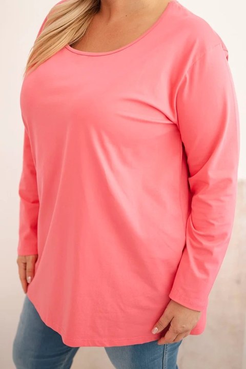Bluzka damska Plus Size z dekoltem w łódkę różowa Bluzka damska Plus Size z dekoltem w łódkę różowa