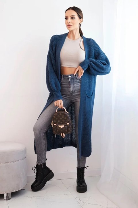 Długi sweter kardigan ciemno jeansowy Długi sweter kardigan ciemno jeansowy