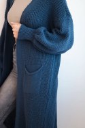 Długi sweter kardigan ciemno jeansowy