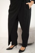 Kombinezon damski bawełniany Plus Size z wiązaniem w pasie i rękawem 3/4 czarny