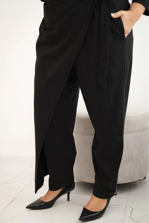 Kombinezon damski bawełniany Plus Size z wiązaniem w pasie i rękawem 3/4 czarny Kombinezon damski bawełniany Plus Size z wiązaniem w pasie i rękawem 3/4 czarny