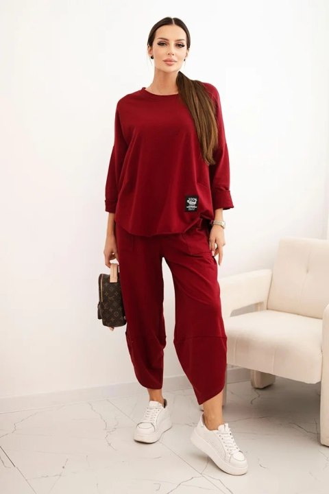Komplet bawełniany bluza + spodnie ciemno bordowy Komplet bawełniany bluza + spodnie ciemno bordowy