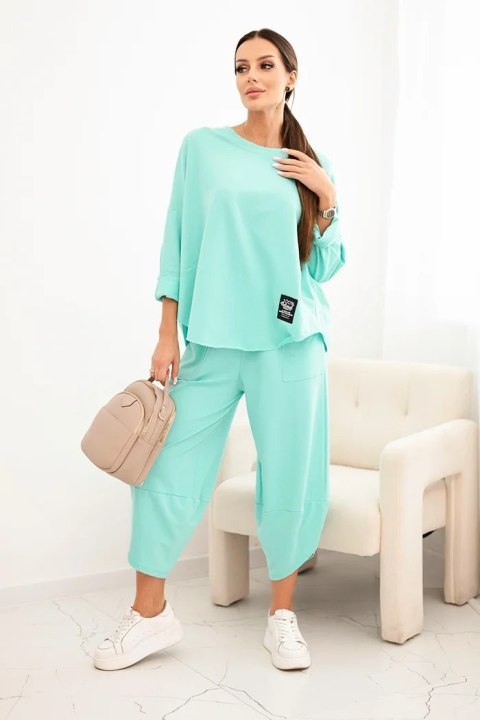 Komplet bawełniany bluza + spodnie ciemny miętowy Komplet bawełniany bluza + spodnie ciemny miętowy