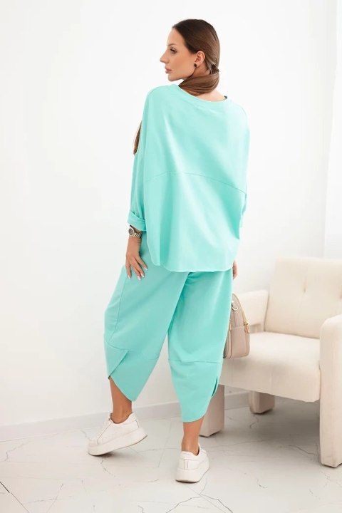Komplet bawełniany bluza + spodnie ciemny miętowy Komplet bawełniany bluza + spodnie ciemny miętowy