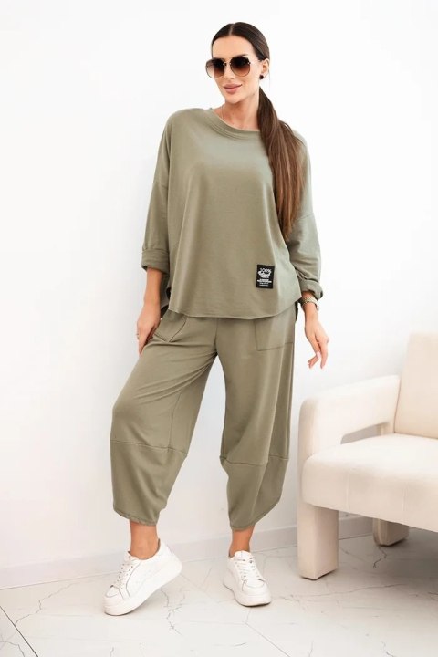 Komplet bawełniany bluza + spodnie jasny khaki Komplet bawełniany bluza + spodnie jasny khaki